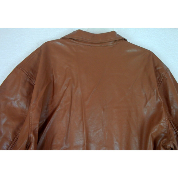 Gigio Vegan Leather Button Shirt Shacket Jacket Medium Brown Women's Size XL - Picture 10 of 13